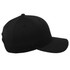 A black classic 5-panel cap with a curved brim and a logo on the side.