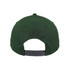 A green classic 5 panel cap featuring a snapback closure and a logo on the back.