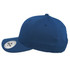 A blue Classic 5 Panel Cap featuring a curved brim and a logo on the inside.
