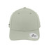 A light green classic 5 panel cap with a logo on the side and a curved brim.