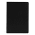 A black A5 softcover notebook with textured finish and a logo on the bottom right corner.