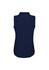 A sleeveless top in navy blue, featuring a high collar and a smooth fabric. Includes a logo on the back.