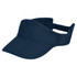 A navy sports visor with a wide brim and an adjustable strap. It features branding on the side.