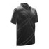 Men's gray short-sleeve polo shirt with modern geometric design.