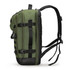 Green tactical backpack with black straps and buckles side view.
