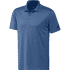 A blue Adidas men's recycled performance polo shirt featuring a collar and a logo on the sleeve.