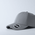 A grey recycled polyester cap with a textured surface and a branded logo on the side.