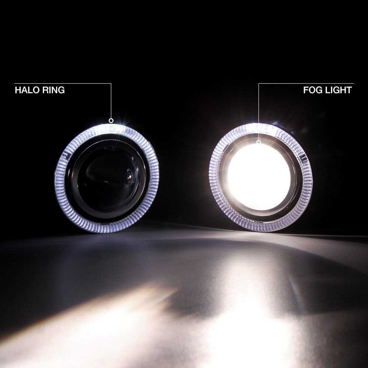 BlingLights BL5000K 3-Inch 76MM Round White Halo Halogen Fog Light Kit