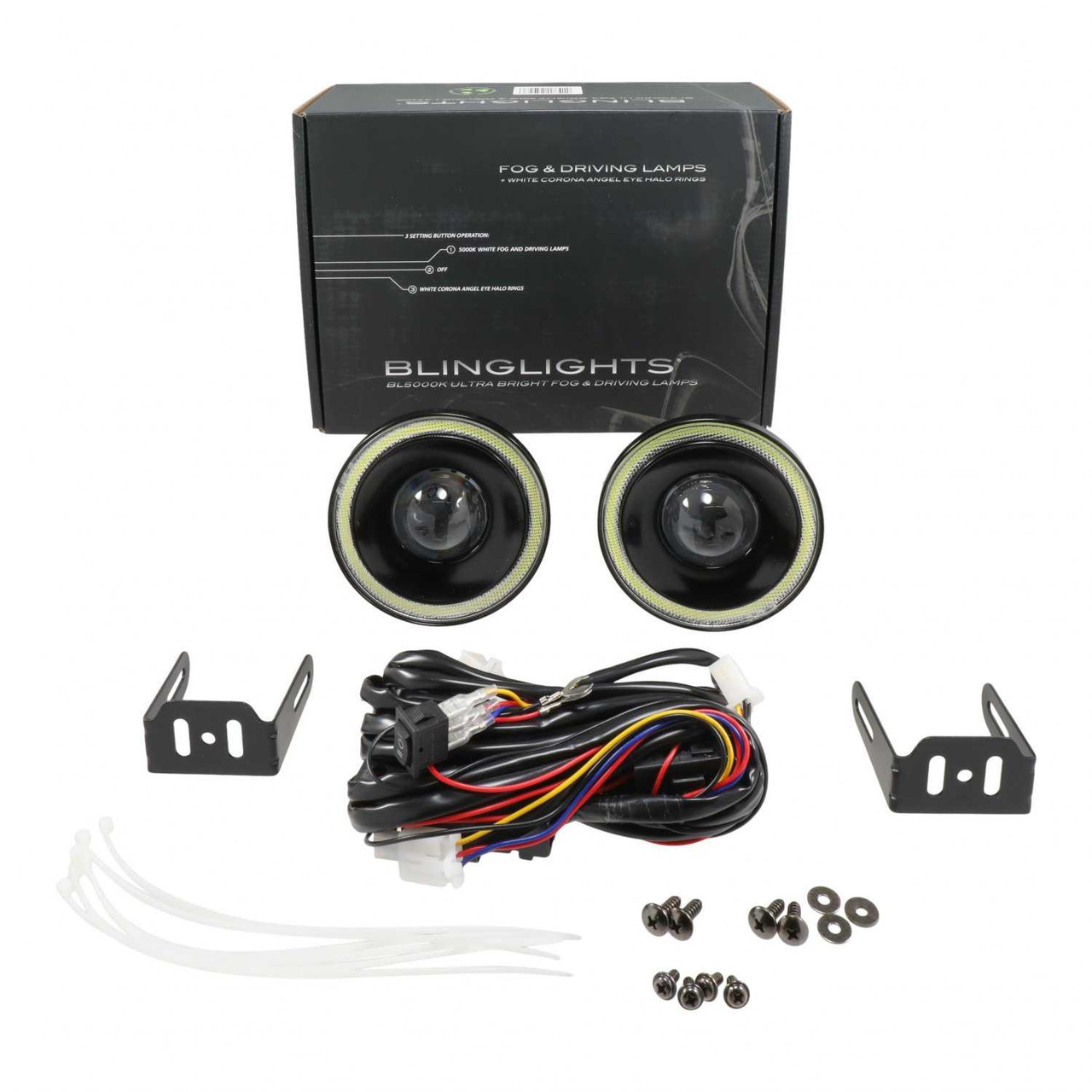 BlingLights BL5000K 4.3" Round White Halo Angel Eye LED Fog Lights Kit