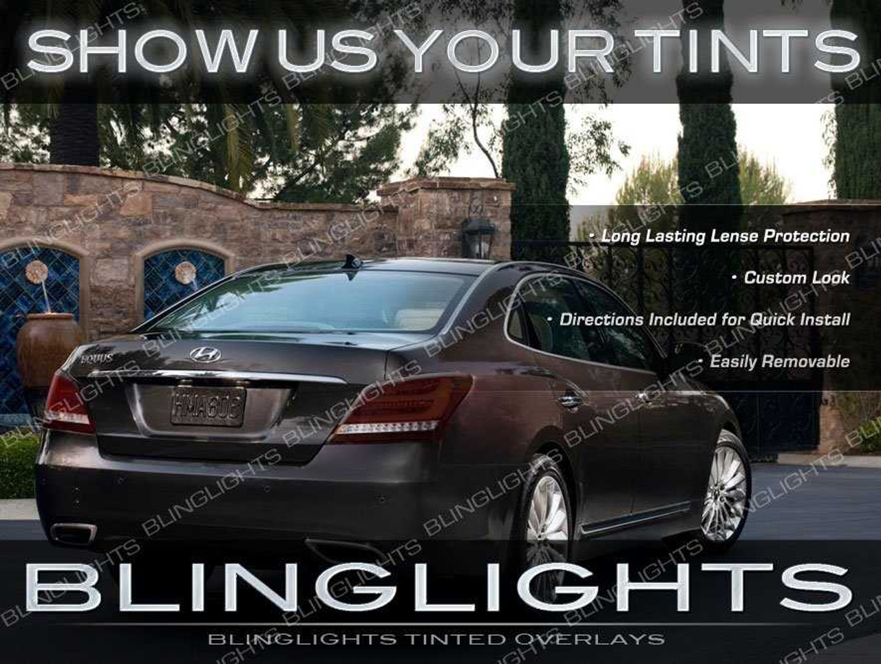 BlingLights Brand Tinted Protective Taillight Film Covers for Hyundai Equus