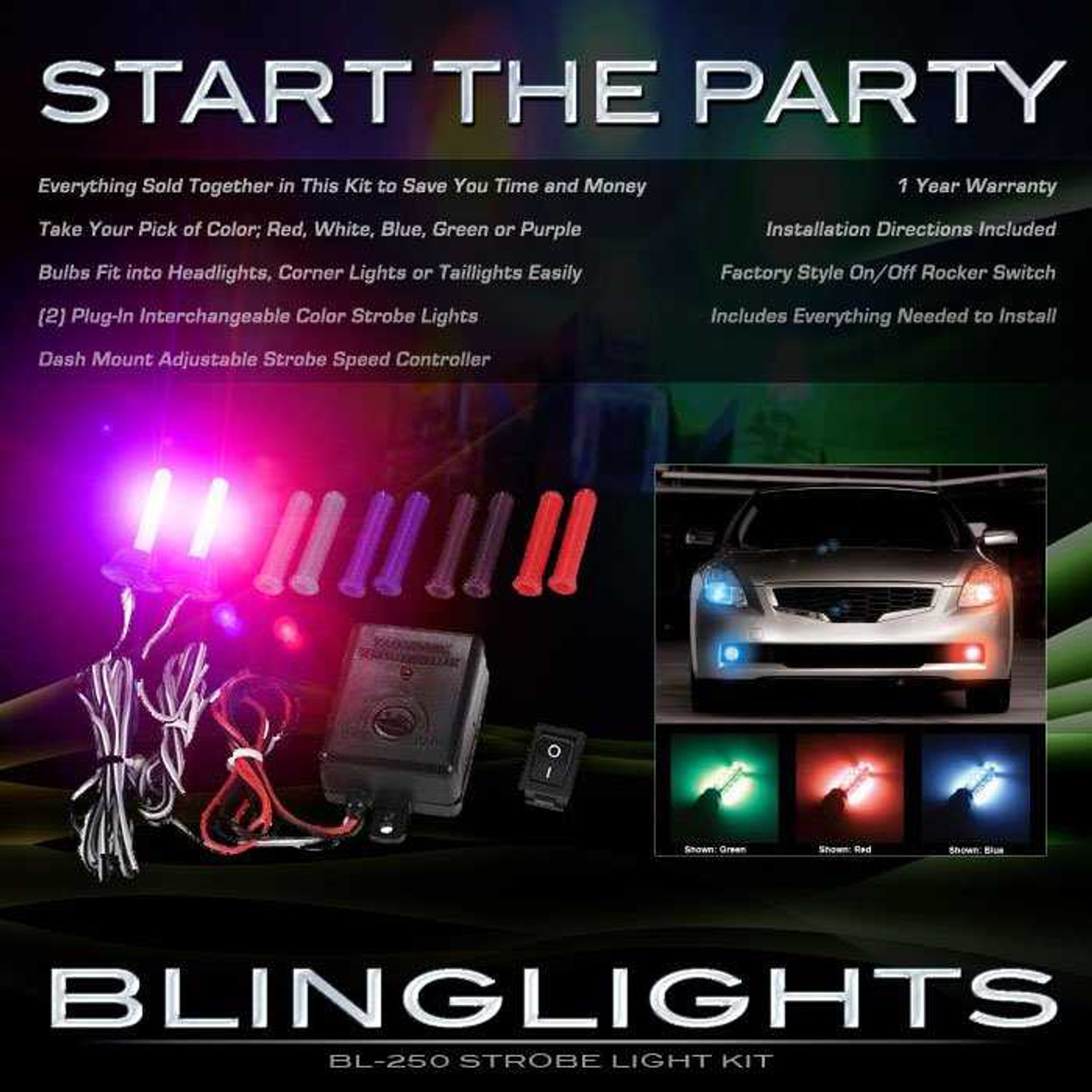 Pontiac G3 Wave Strobe Police Light Kit for Headlamps Headlights Head Lamps Lights Strobes