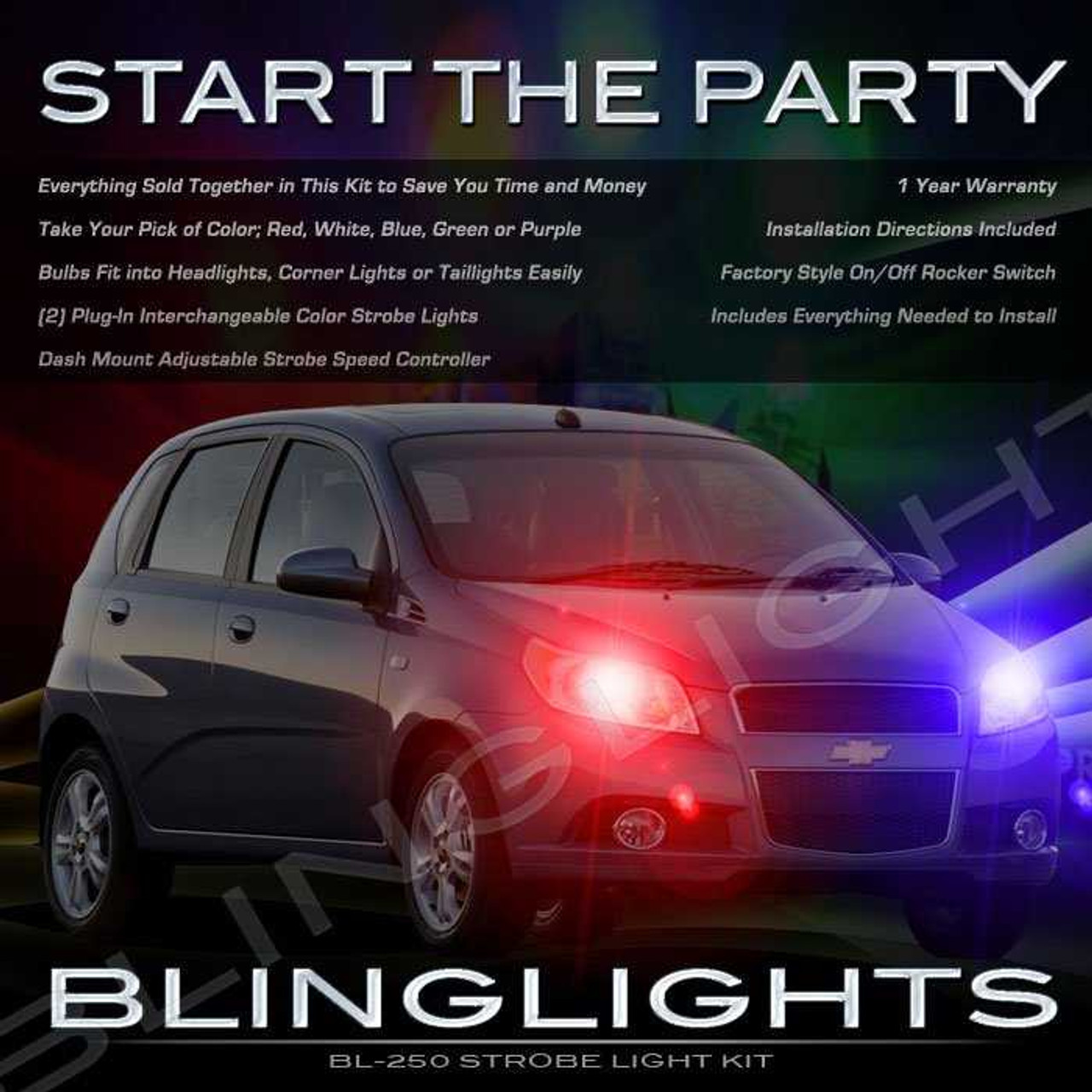 Pontiac G3 Strobe Police Light Kit for Headlamps Headlights Head Lamps Lights Strobes