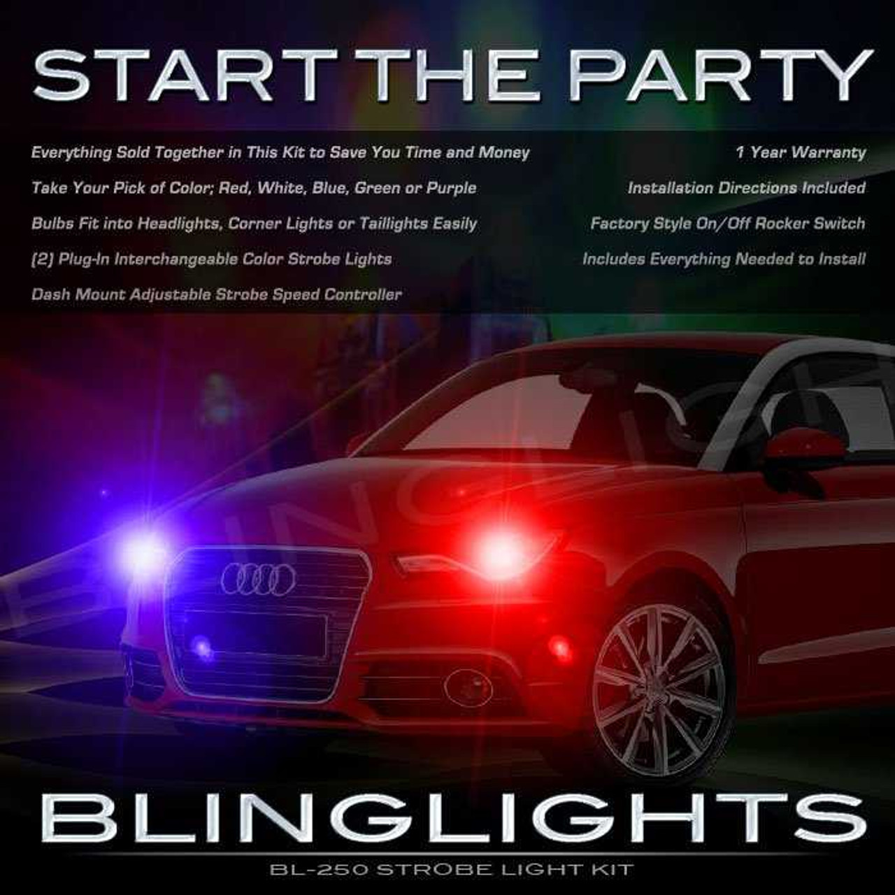 Audi A1 Strobe Police Light Kit for Headlamps Headlights Head Lamps Strobes Lights