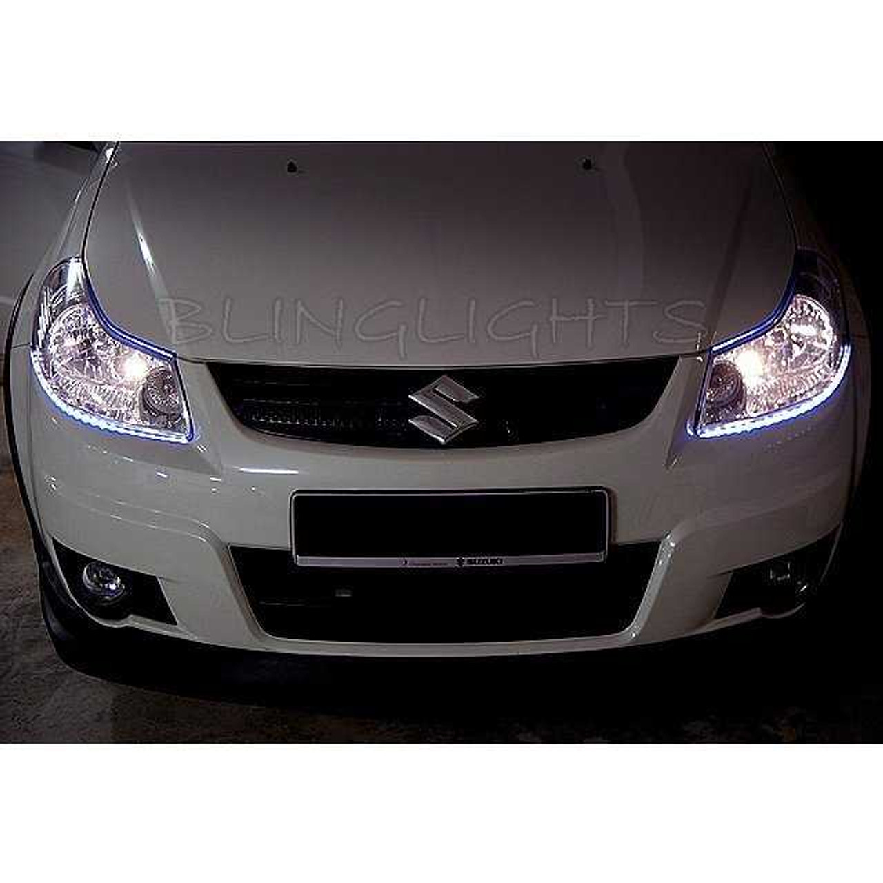 Fiat Sedici LED DRL Light Strips for Headlamps Headlights Head Lamps Day Time Running Strip Lights