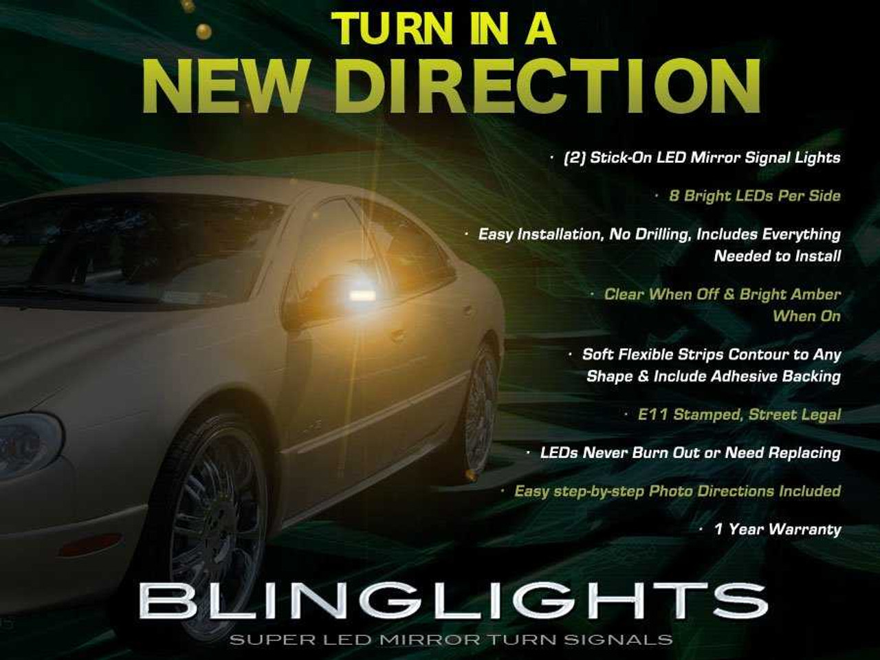Chrysler LHS LED Side View Mirror Turnsignal Lights Turn Signal Lamps Mirrors Light Lamp Signalers