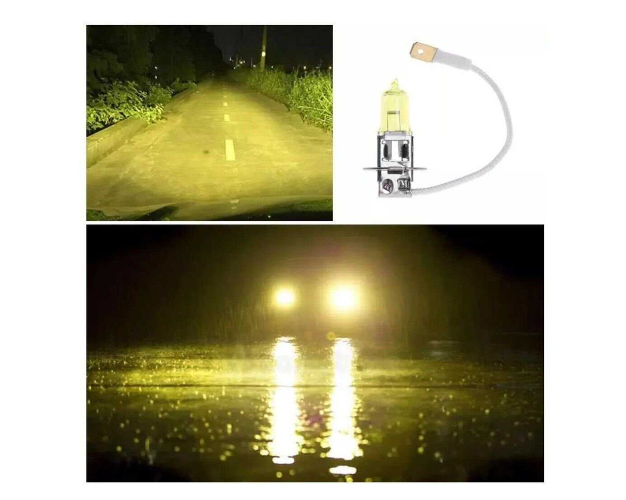 BlingLights Brand H3 55watt Yellow Gold Halogen Fog Light Bulbs Set of 2