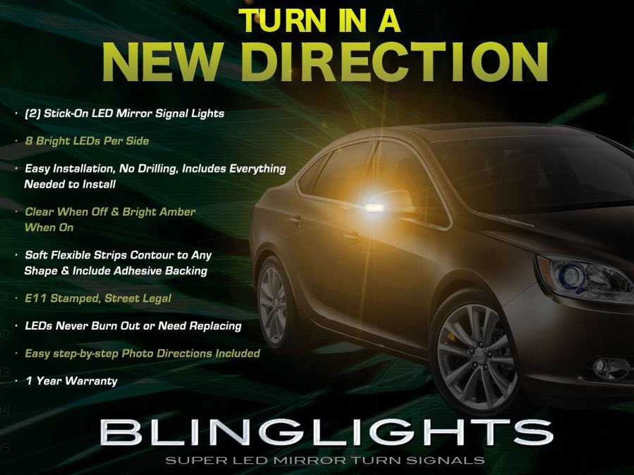 Buick Verano LED Mirror Turnsignals Lights Side Mirrors Turn Signals Lamps Signalers Light Lamp