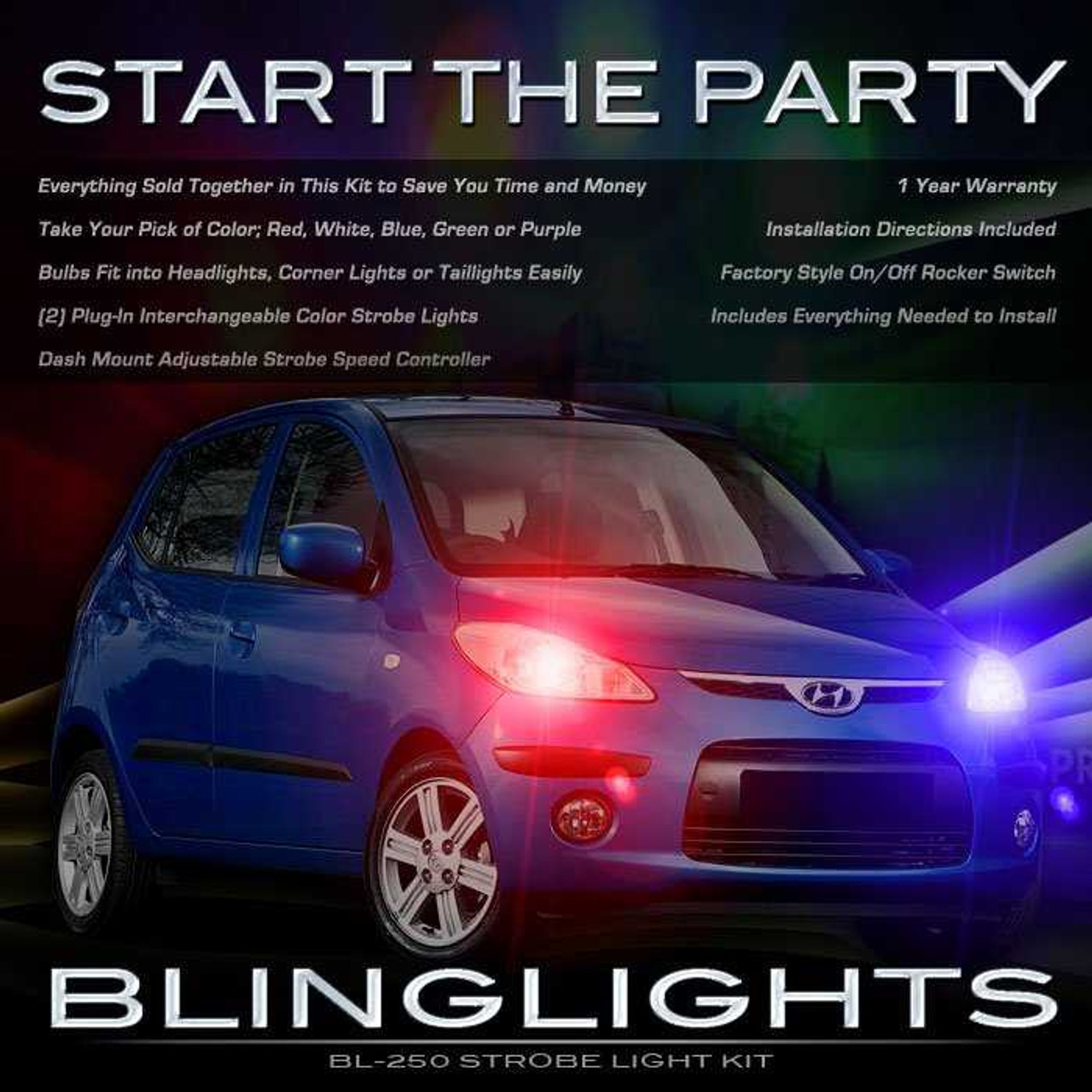 Hyundai i10 Strobe Lights for Headlamps Headlights Taillamps Taillights Head Tail Lamps Strobes