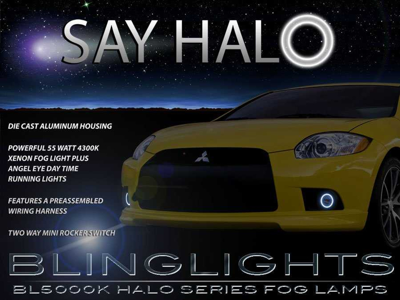 BlingLights Brand Halo Fog Lights for 2009 2010 2011 2012 Mitsubishi Eclipse