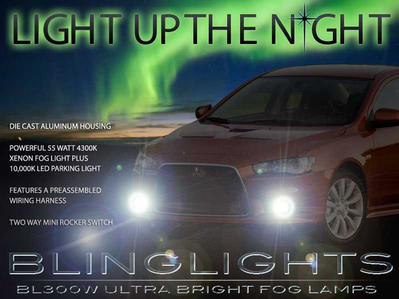 BlingLights Brand Xenon Fog Lights for 2008-2015 Mitsubishi Lancer Ralliart