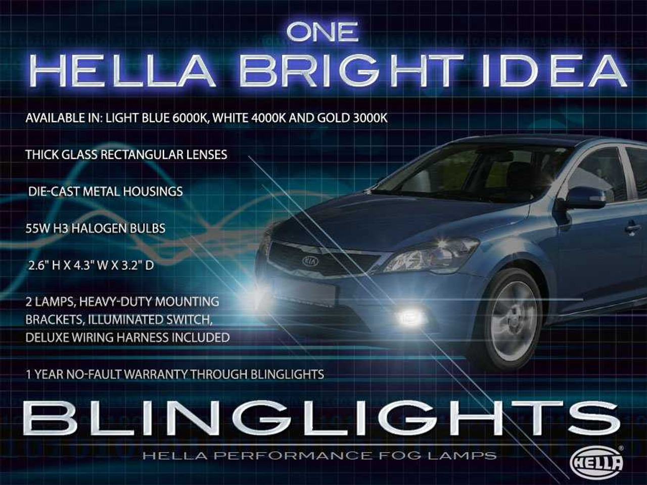 2010 2011 2012 Kia Cee'd Ceed Xenon Foglamps Foglights Driving Fog Lamps Lights Kit