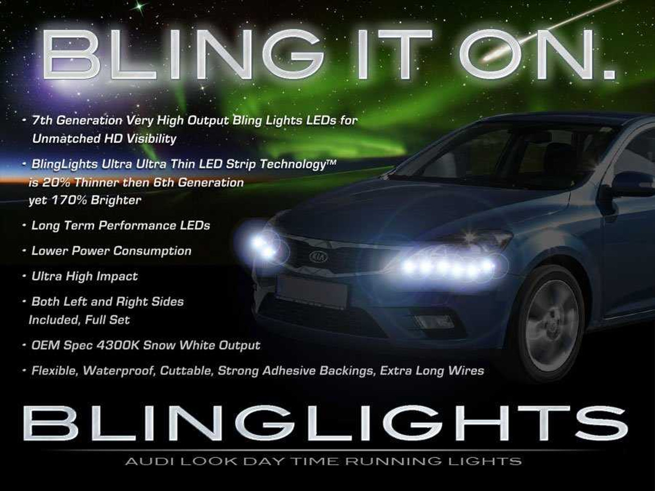Kia Pro Cee'd Ceed LED DRL Light Strips for Headlamps Headlights Head Lamps Day Time Running Lights