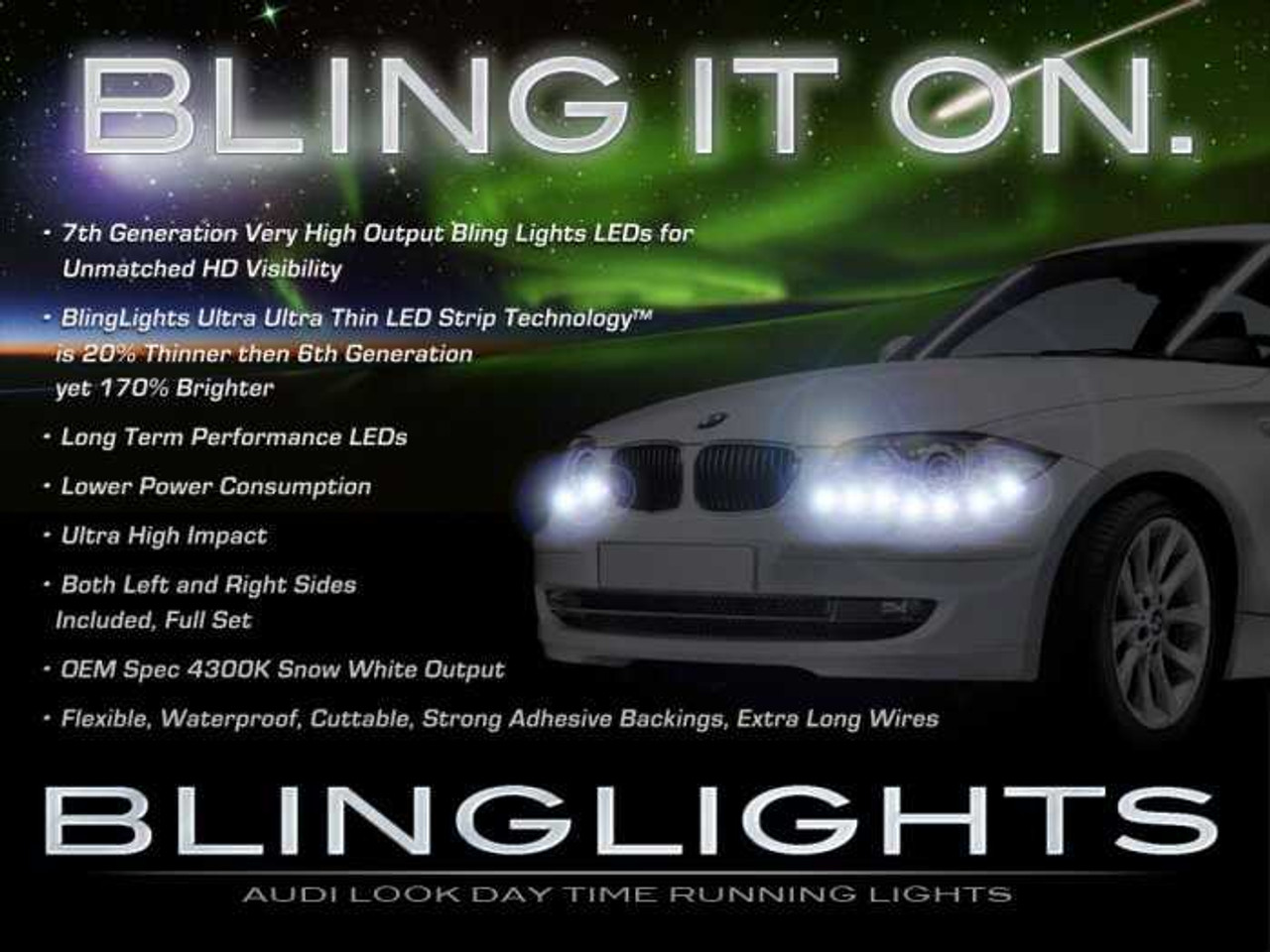 BMW 1 Series E81 E82 E87 E88 F20 LED DRL Strips Headlamps Headlights Head Lamps LEDs DRLs Lights