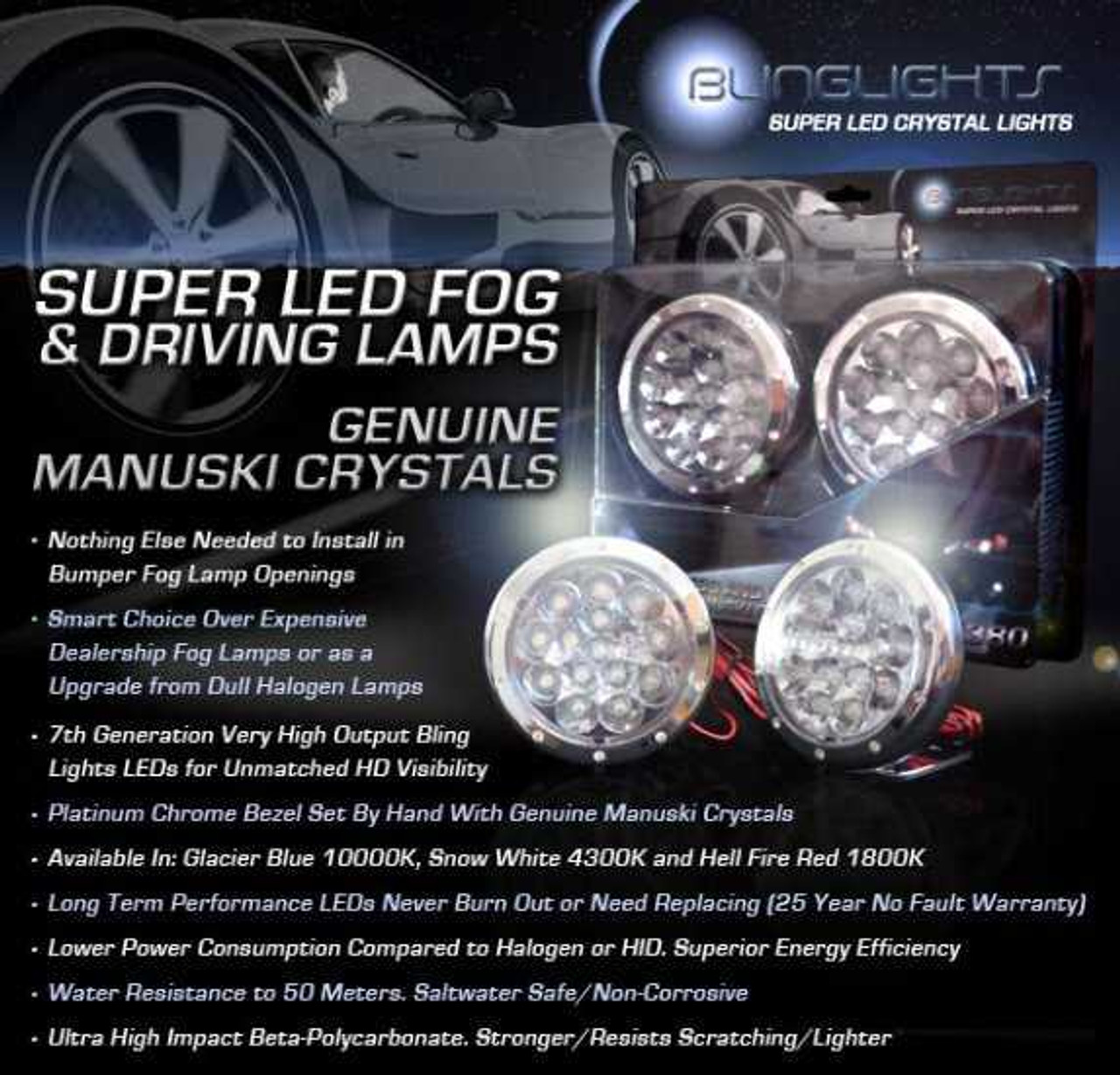 2005 2006 2007 2008 2009 2010 Pontiac G5 LED Foglamps Foglights Driving Fog Lamps Lights Kit