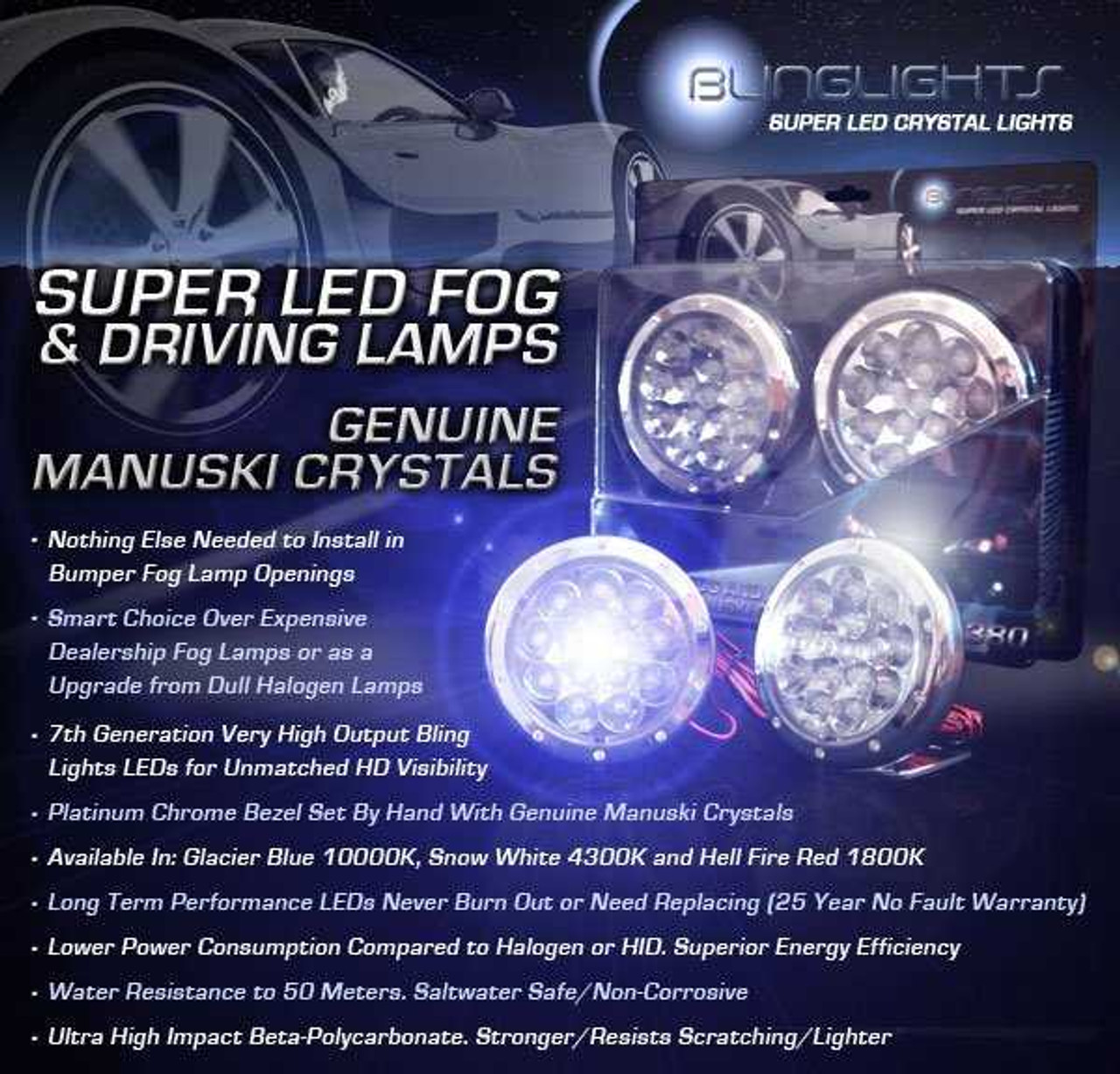 2006-2010 Dodge Charger LED Fog Lamps Driving Lights Kit