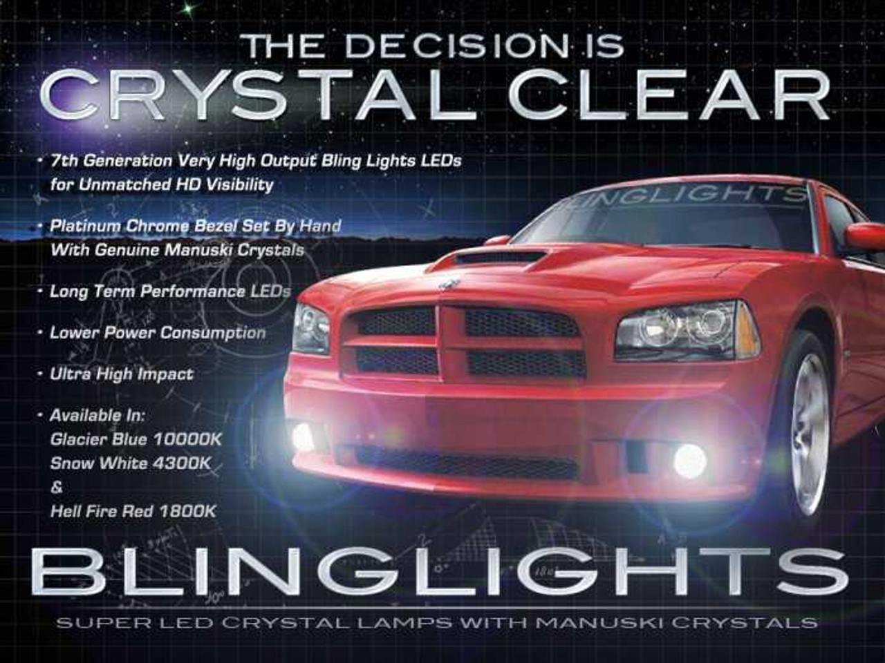 2006-2010 Dodge Charger LED Fog Lamps Driving Lights Kit