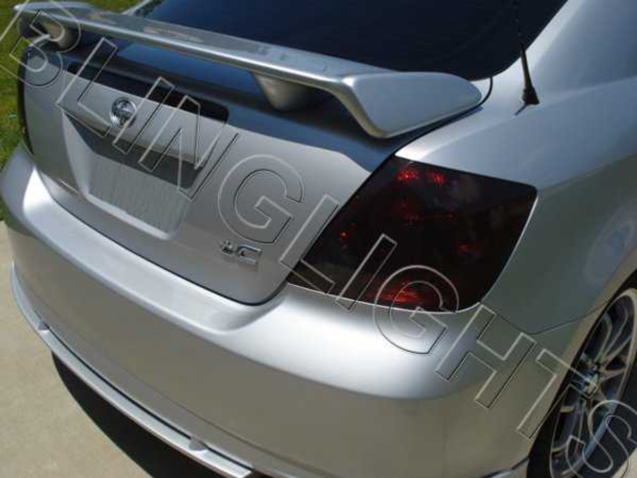 Scion tC Murdered Out Tail Lamps Tinted Lights Overlays Film Kit Smoked Lense Protection