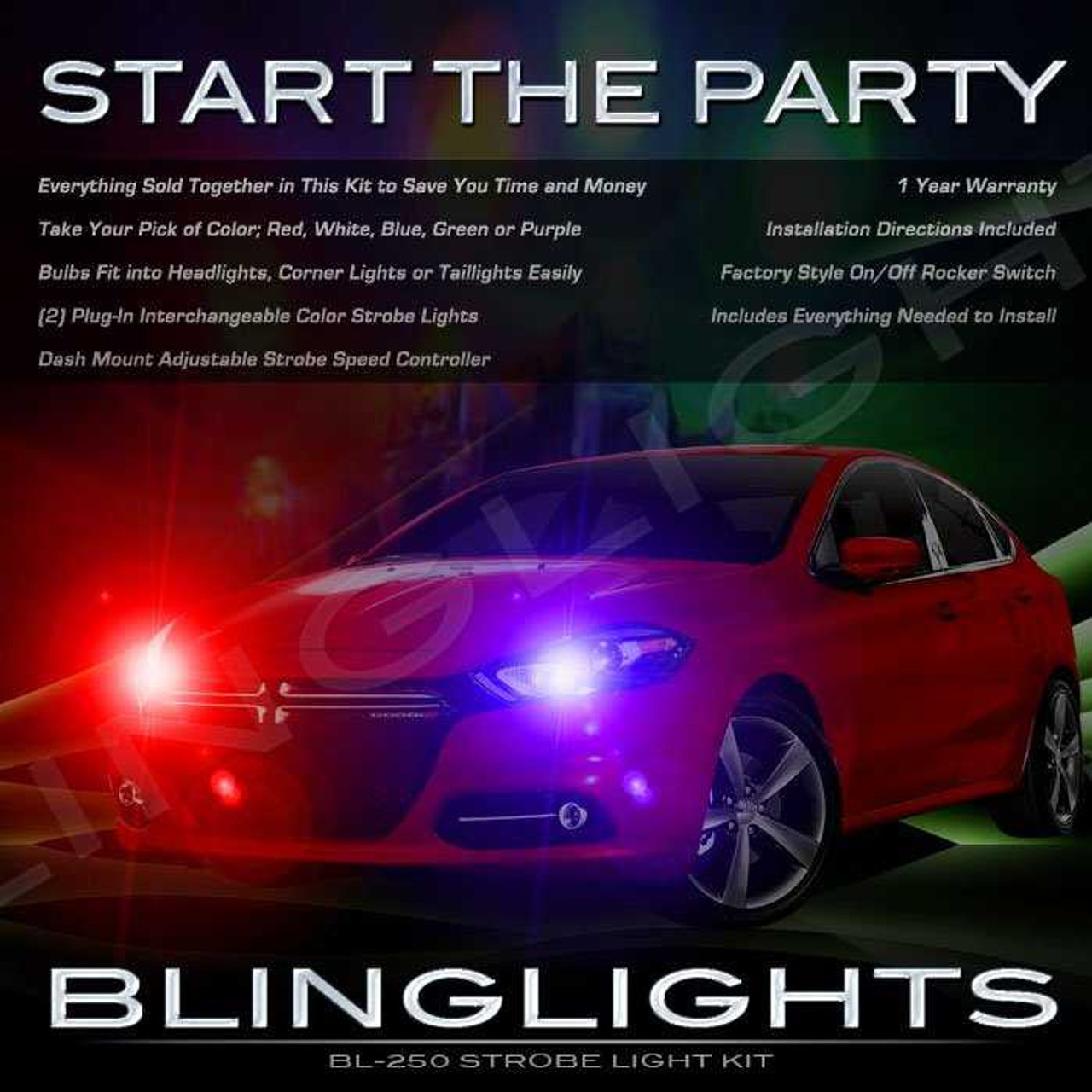 Dodge Dart Strobes Police Light Kit for Headlamps Headlights Head Lamps Show Lights