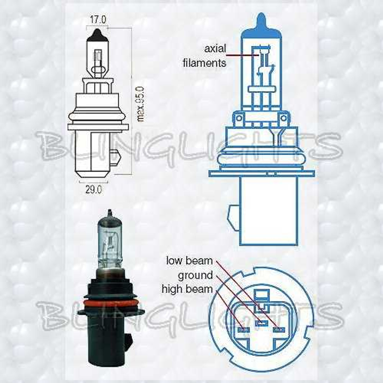 9007 Rising Super White 3950K 65/45W Halogen Replacement Headlight Bulb Set of 2 from Japan