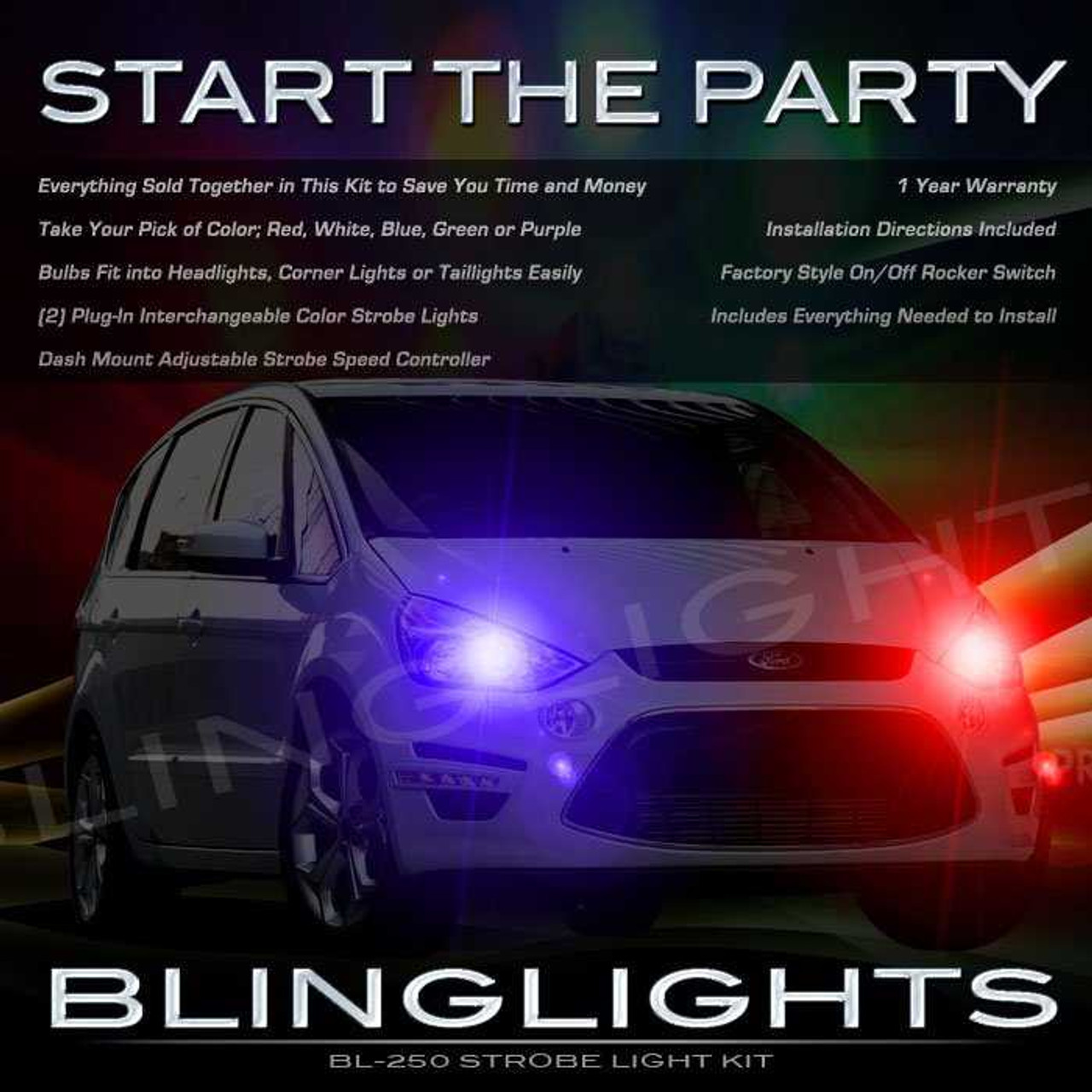 Ford C-Max Strobe Police Light Kit for Headlamps Headlights Head Lamps Lights Strobes