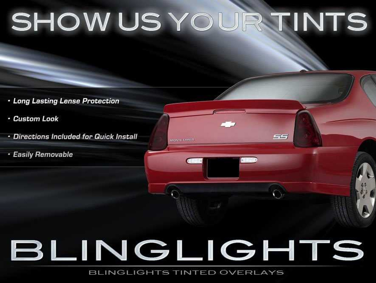 Chevrolet Monte Carlo Tinted Tail Lamp Light Overlays Kit Smoked Film Protection
