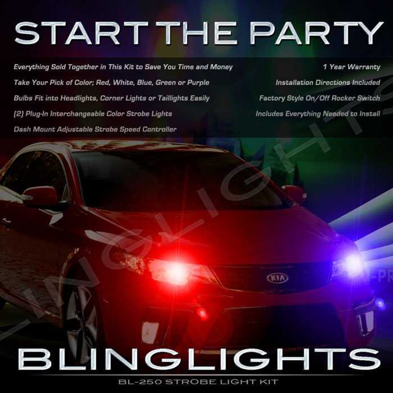 Kia Cerato Strobe Police Light Kit for Headlamps Headlights Head Lamps Strobes Lights
