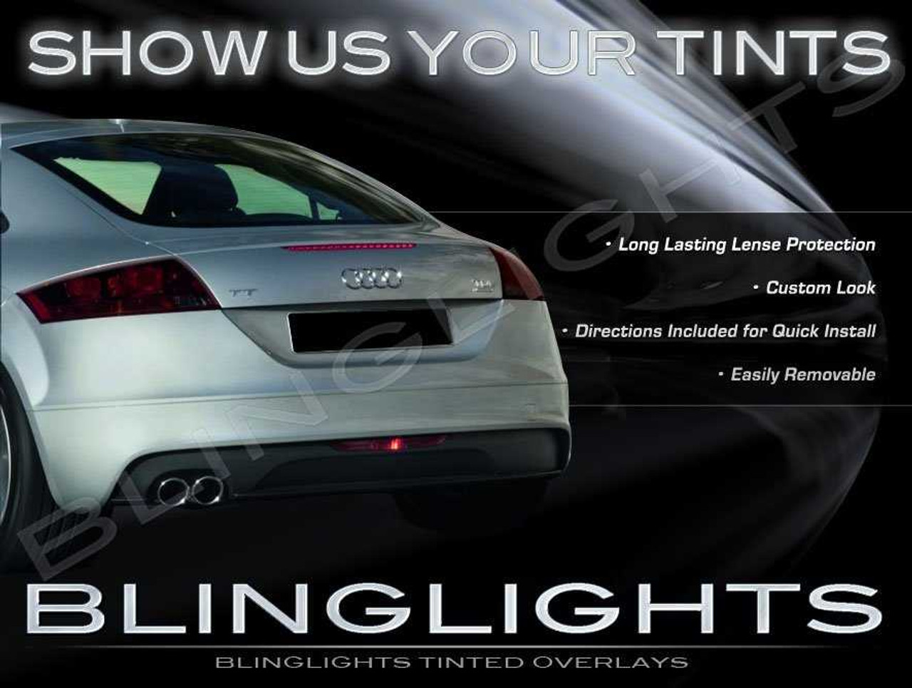 Audi TT TTS Murdered Out Tail Light Lamp Overlays Tinted Lense Film Kit