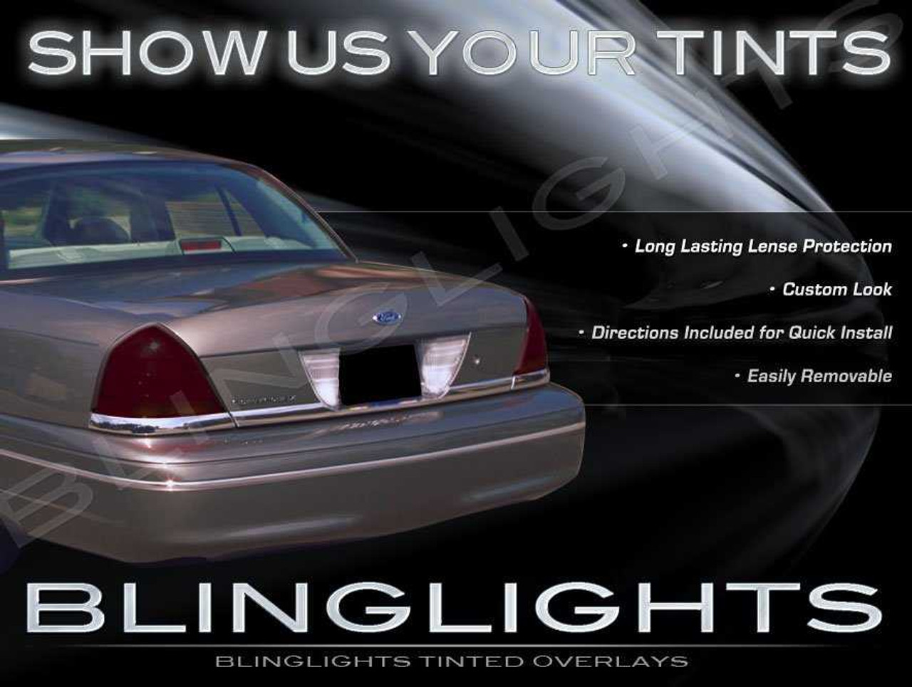 BlingLights Brand Tinted TailLight Film Overlays for 2003 2004 Mercury Marauder