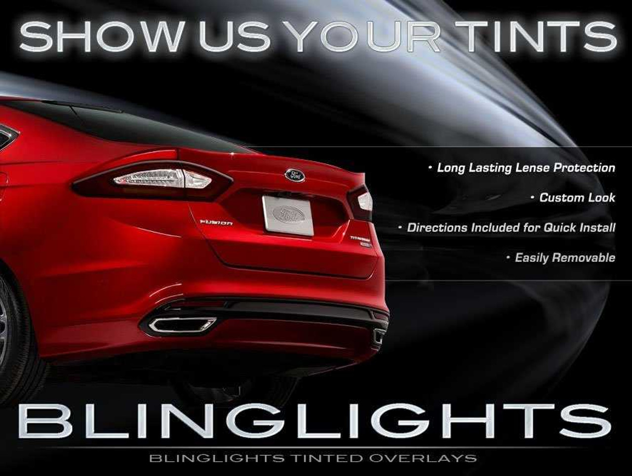 BlingLights Brand Tinted Taillight Protective Film Overlays for Ford Fusion