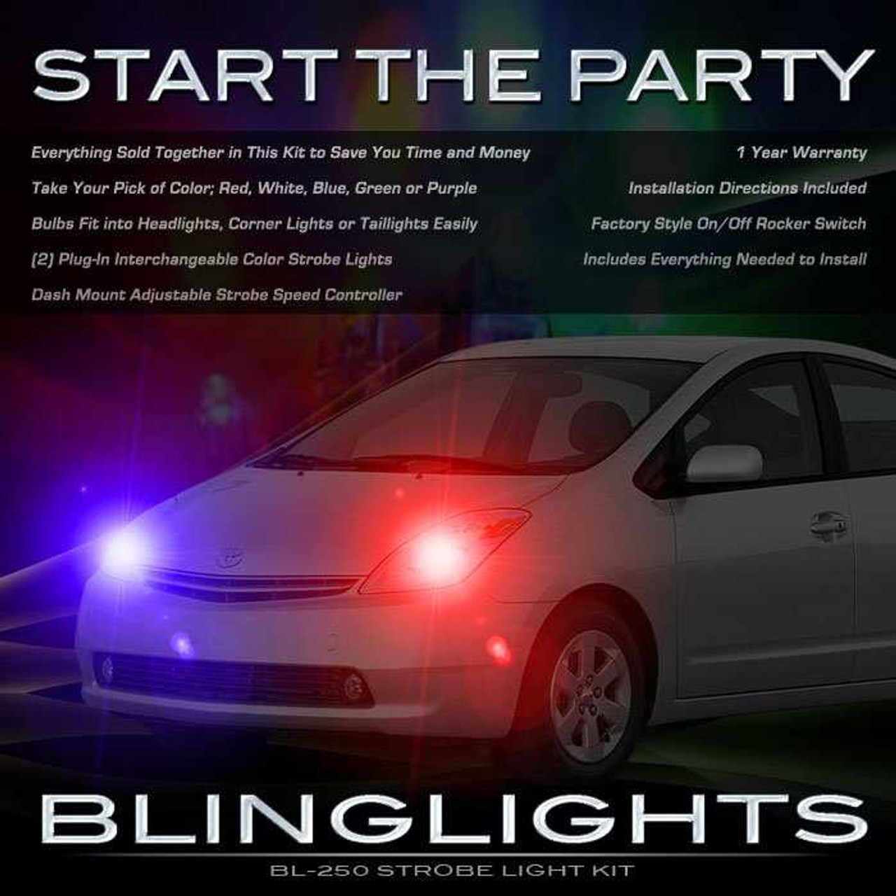 Toyota Prius Strobe Police Light Kit for Headlamps Headlights Head Lamps Strobes Lights