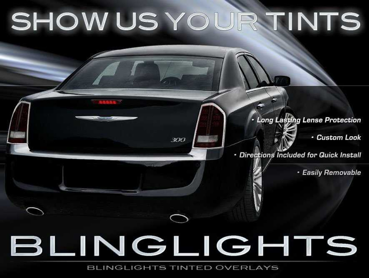 2011 2012 2013 Chrysler 300 300S 300C Tinted Smoked Taillamps Taillights Protection Overlays Film