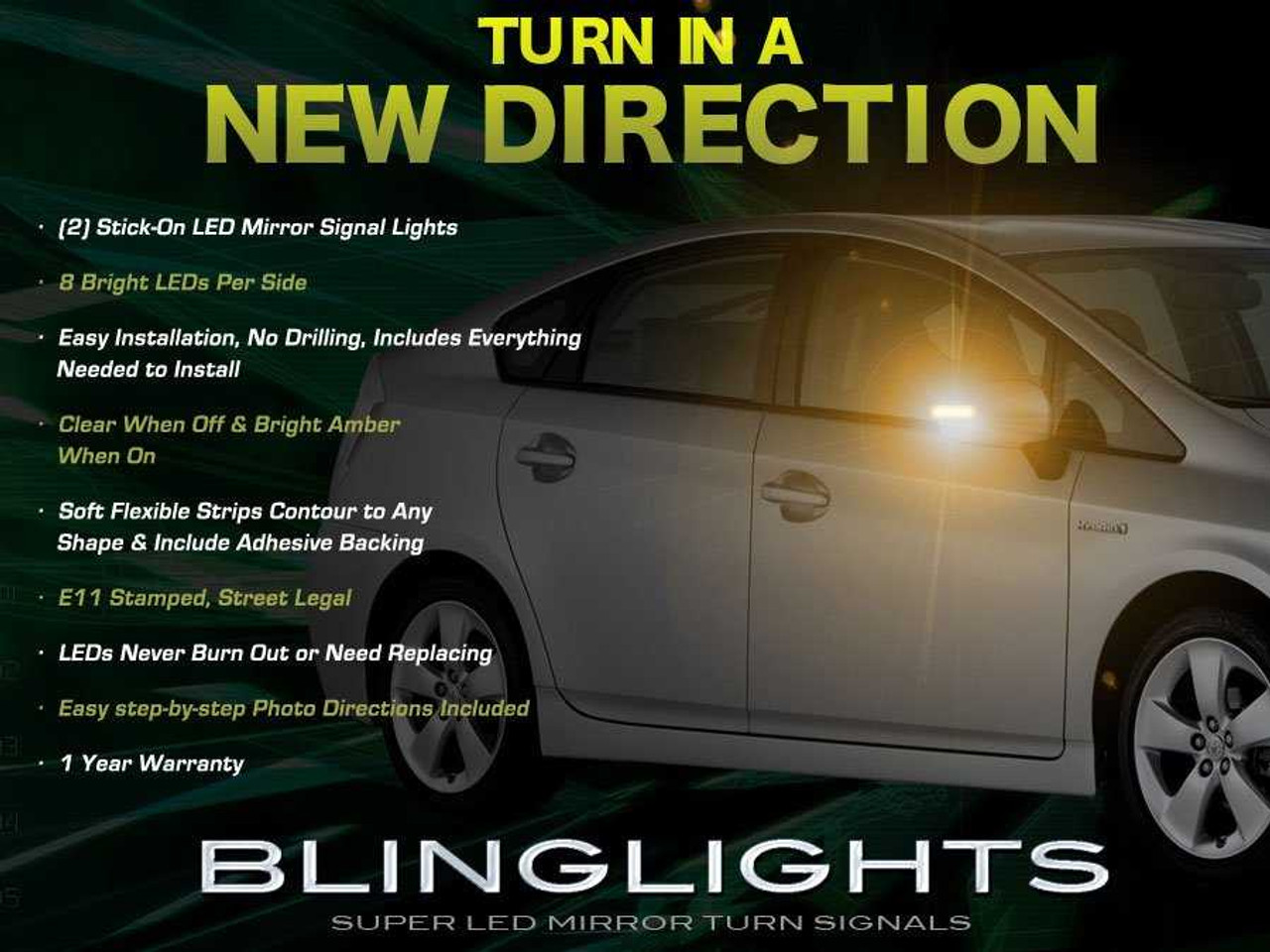 Toyota Prius LED Mirrors Turnsignals Lights Side Mirror Turn Signals Lamps Signalers