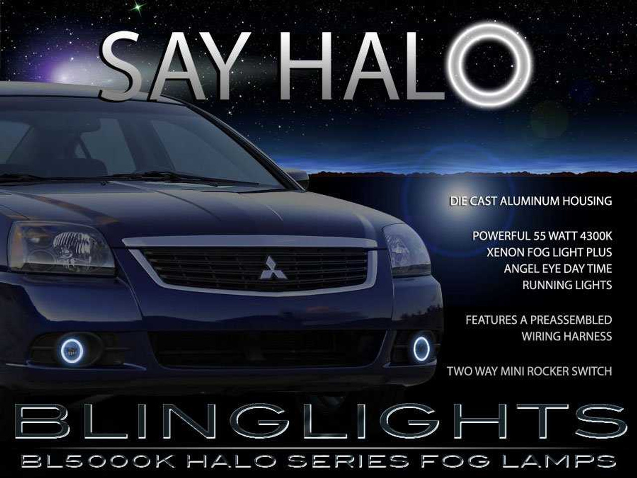 LED Halo Angel Eye Fog Lights for 2009 2010 2011 2012 Mitsubishi Galant