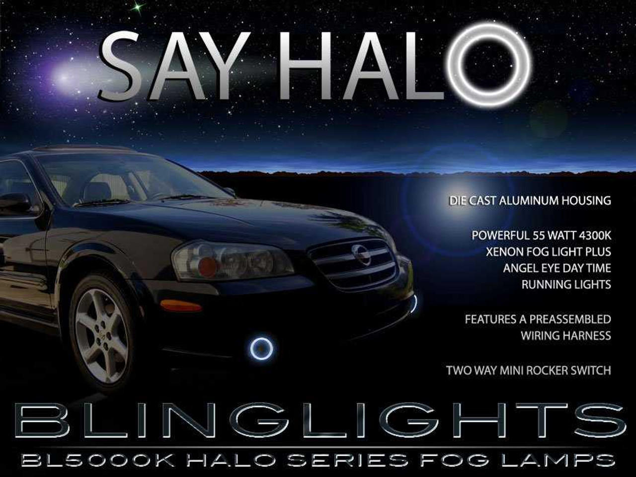 Angel Eye Halo Fog Lamps Lights for 2000 2001 2002 2003 Nissan Maxima