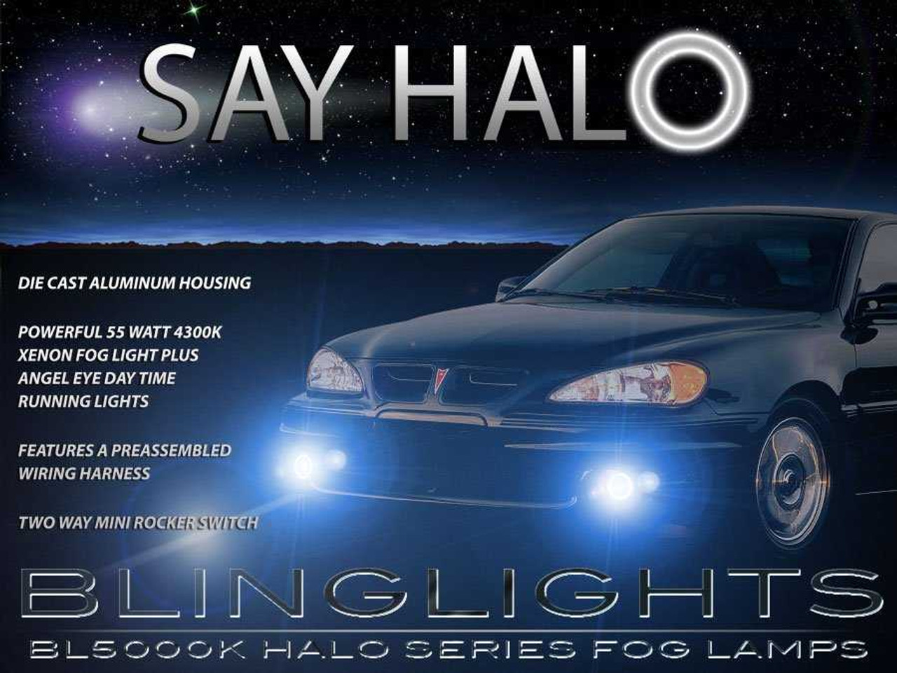 Pontiac Grand Am Halo Fog Lamps Lights 1999 2000 2001 2002 2003 2004 2005