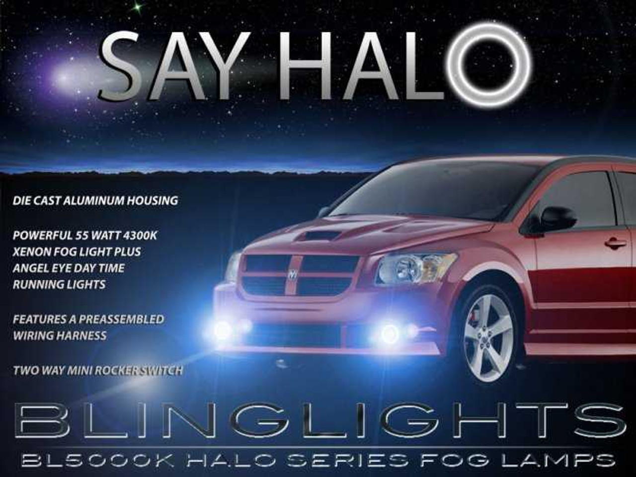 LED Angel Eye Halo Fog Lights for 2008 2009 Dodge Caliber SRT-4 SRT4