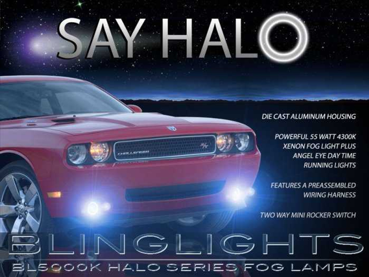 Halo Fog Lights for 2008 2009 2010 2011 2012 2013 2014 Dodge Challenger