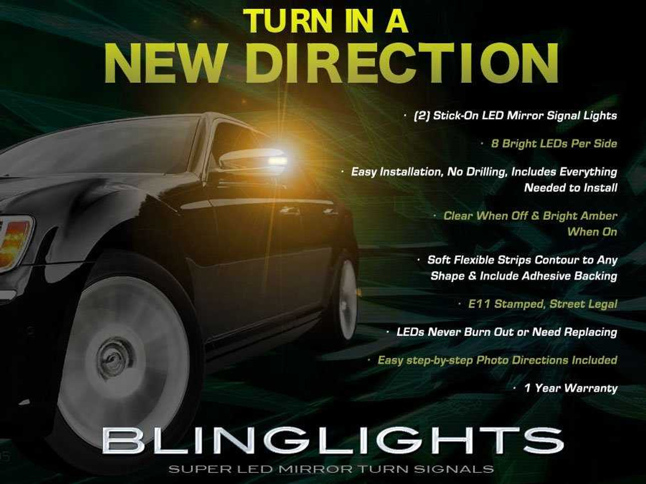 Chrysler 300 300C LED Mirror Lights Turn Signal Lamp Set Kit Pair