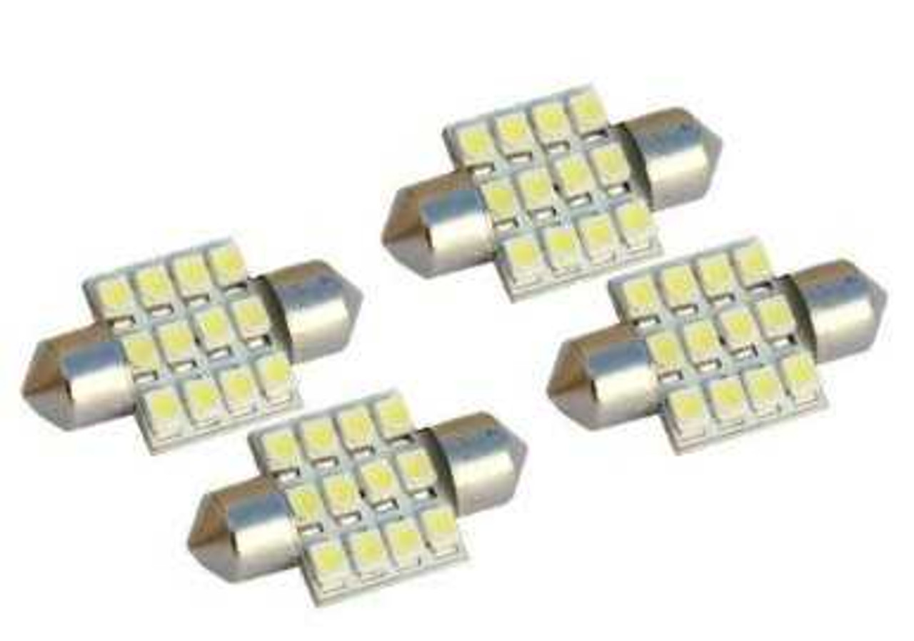 4x White LED Dome Light Bulbs DE3175 DE3021 DE3022 3175 Festoon Dome Lamps 31mm(1.25")