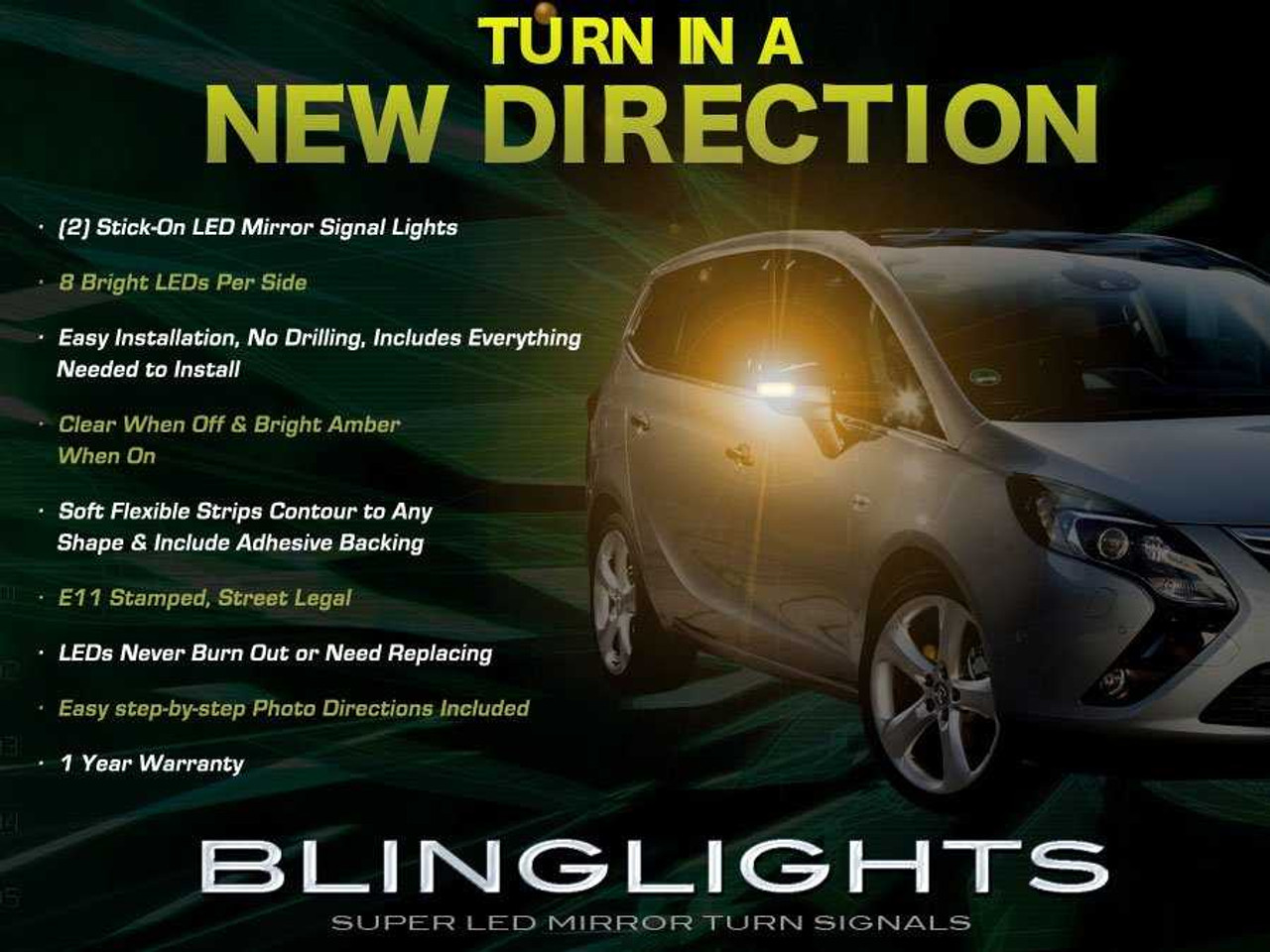 Opel Zafira Tourer LED Side Mirrors Turnsignals Lights Accent Turn Signals Mirror Lamps Signalers